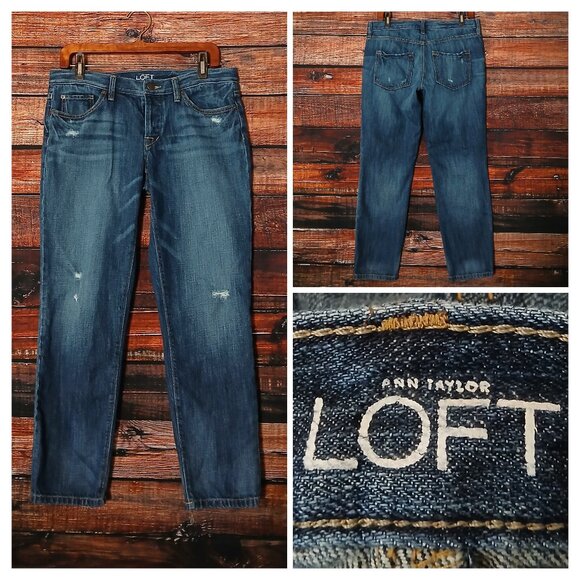 Ann Taylor LOFT Jeans 6 28 Boyfriend Low Rise Button Fly Ankle - Picture 1 of 9